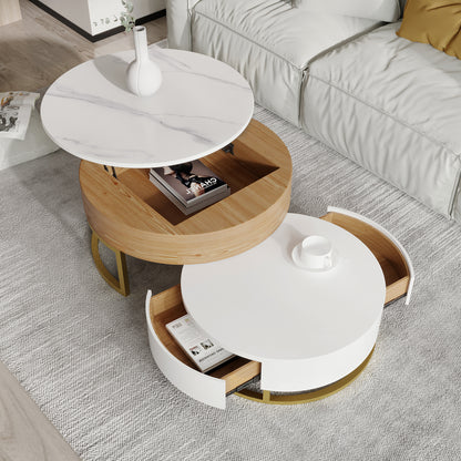 Terra 3-Compartment Modern Round Marble Coffee Table