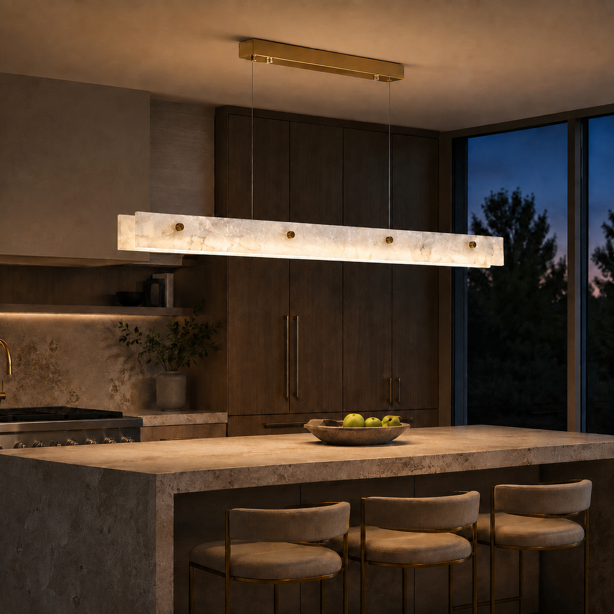 Marble & Steel Pendant Light | Adjustable LED Dining Fixture