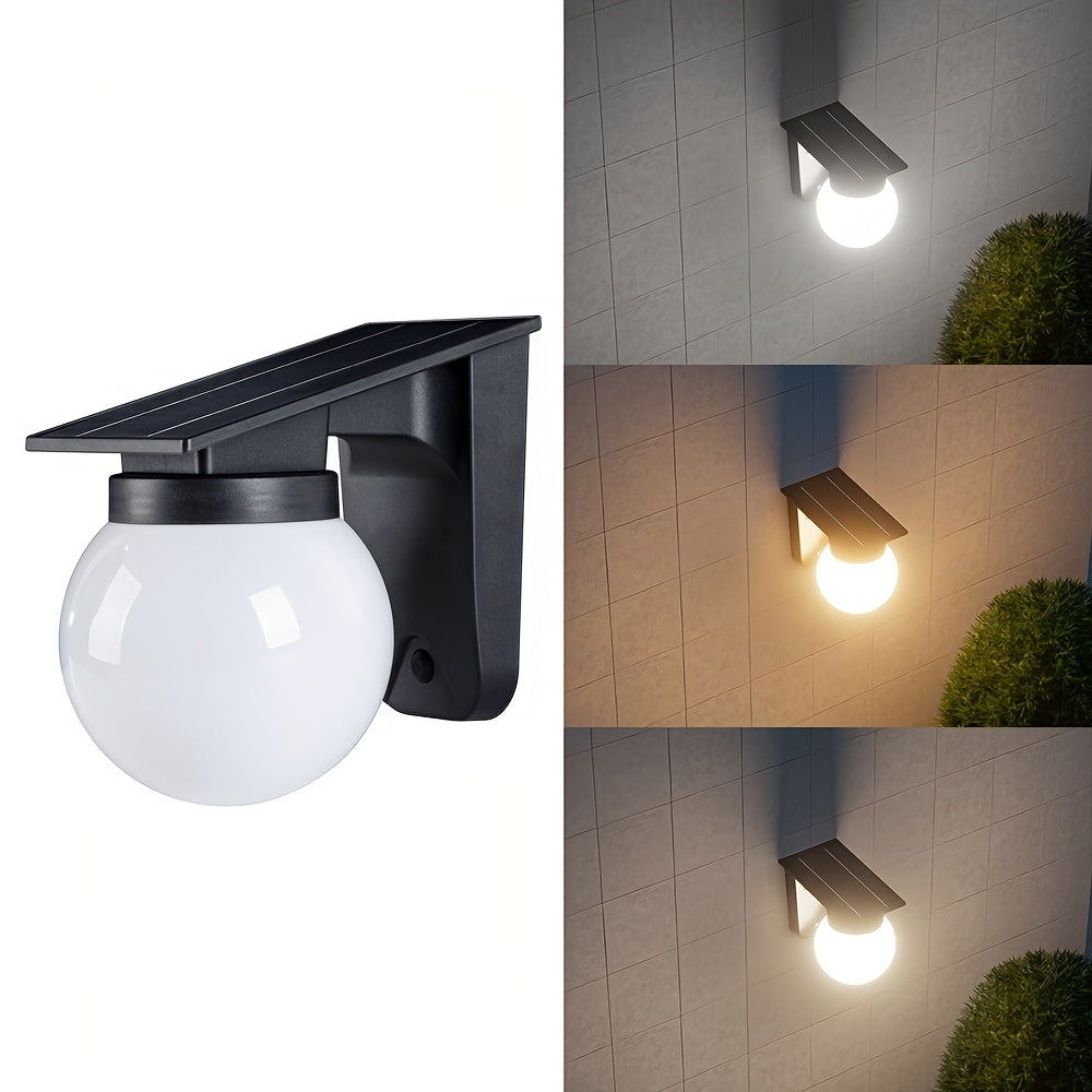 Solar Globe Wall Light – Smart Dimmable LED Outdoor Lamp, Dusk to Dawn, IP65