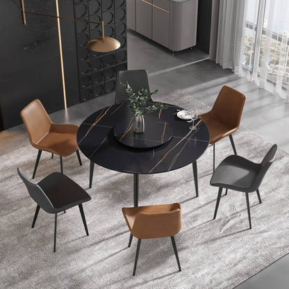 Demi Black Round Dining Table with Lazy Susan