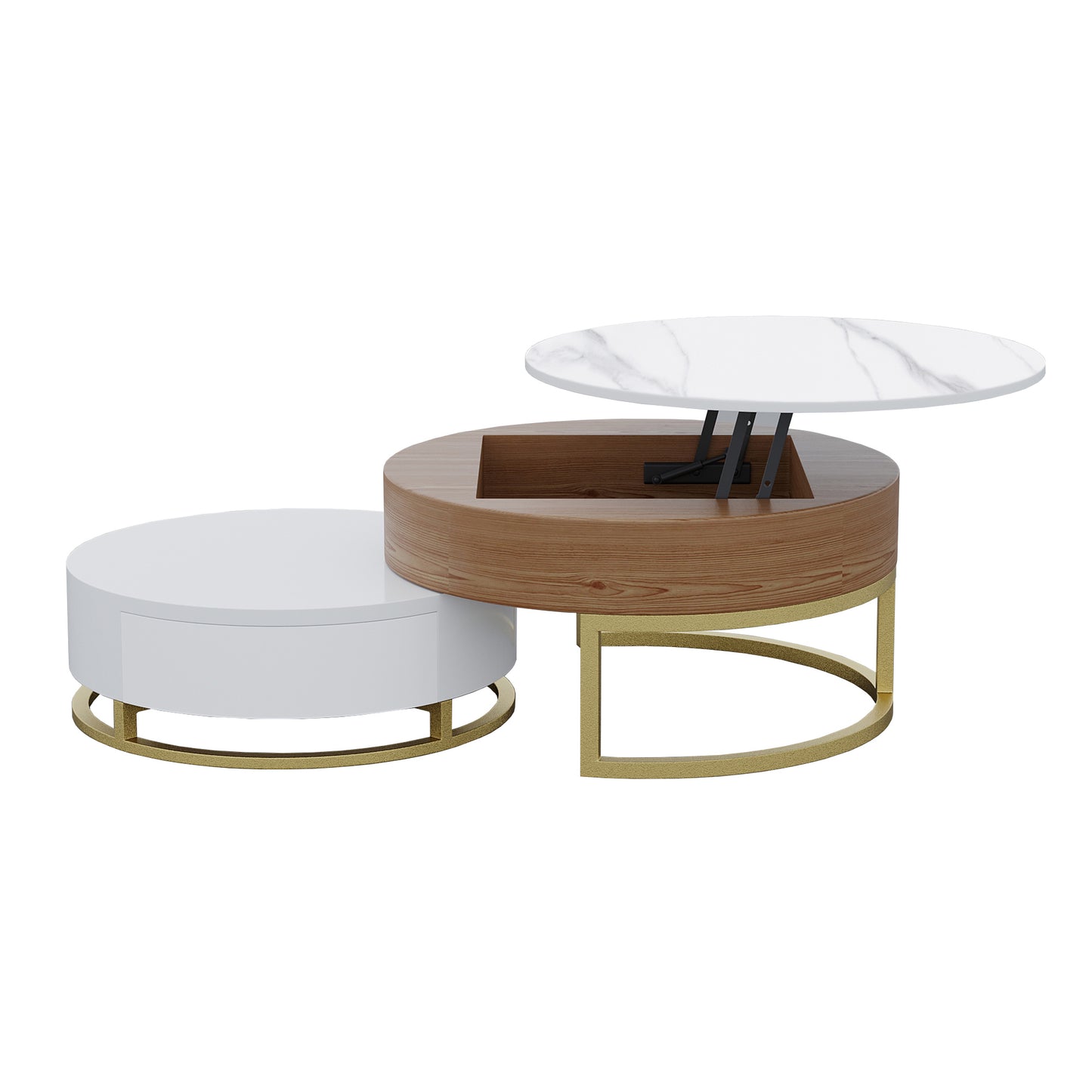 Terra 3-Compartment Modern Round Marble Coffee Table