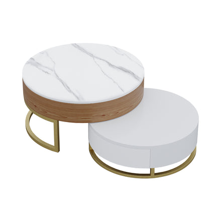 Terra 3-Compartment Modern Round Marble Coffee Table