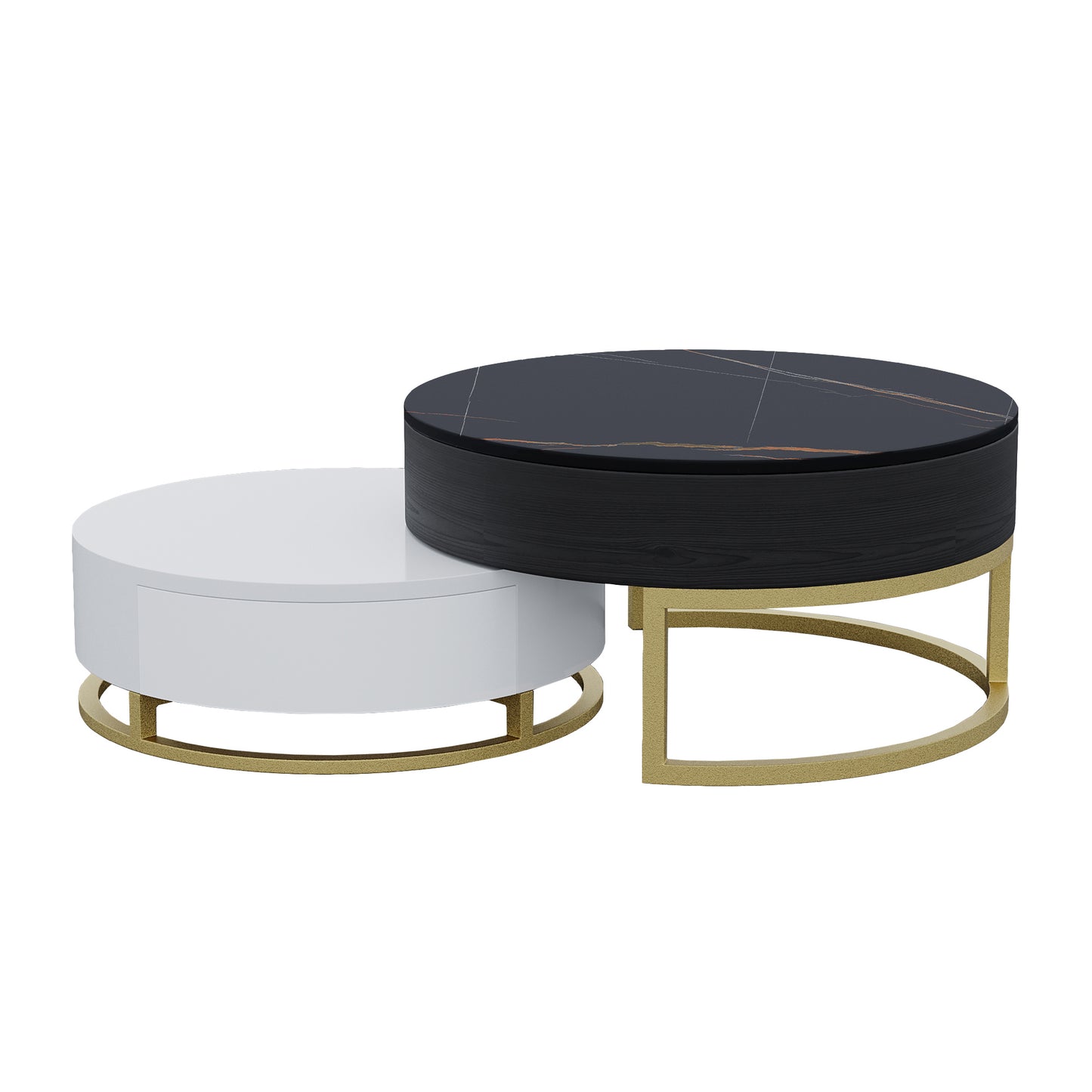 Terra 3-Compartment Modern Round Marble Coffee Table