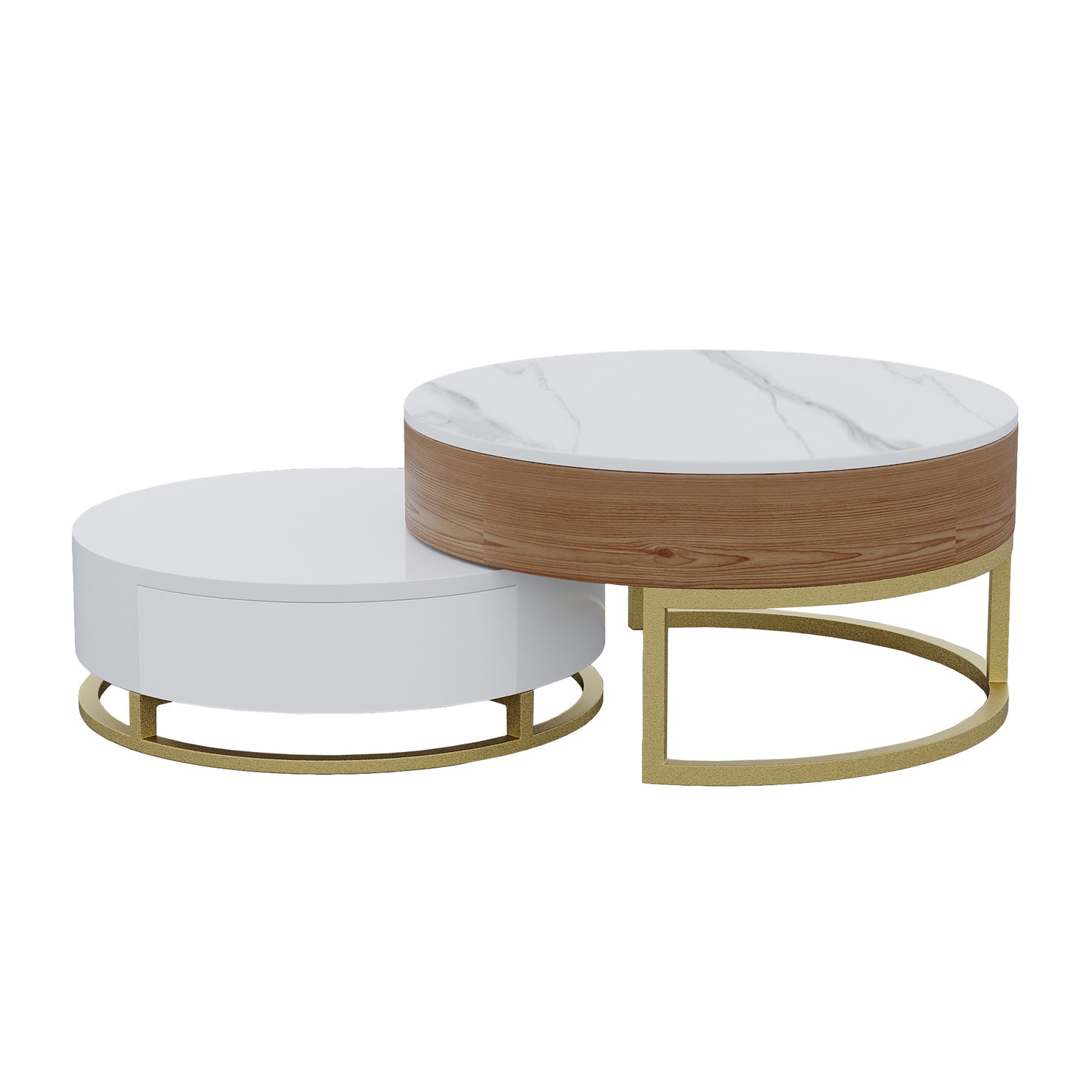 Terra 3-Compartment Modern Round Marble Coffee Table