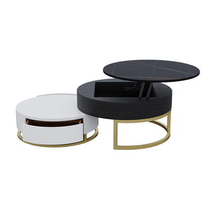 Terra 3-Compartment Modern Round Marble Coffee Table