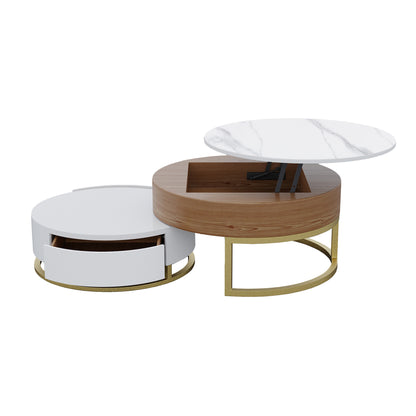 Terra 3-Compartment Modern Round Marble Coffee Table