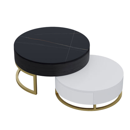 Terra 3-Compartment Modern Round Marble Coffee Table