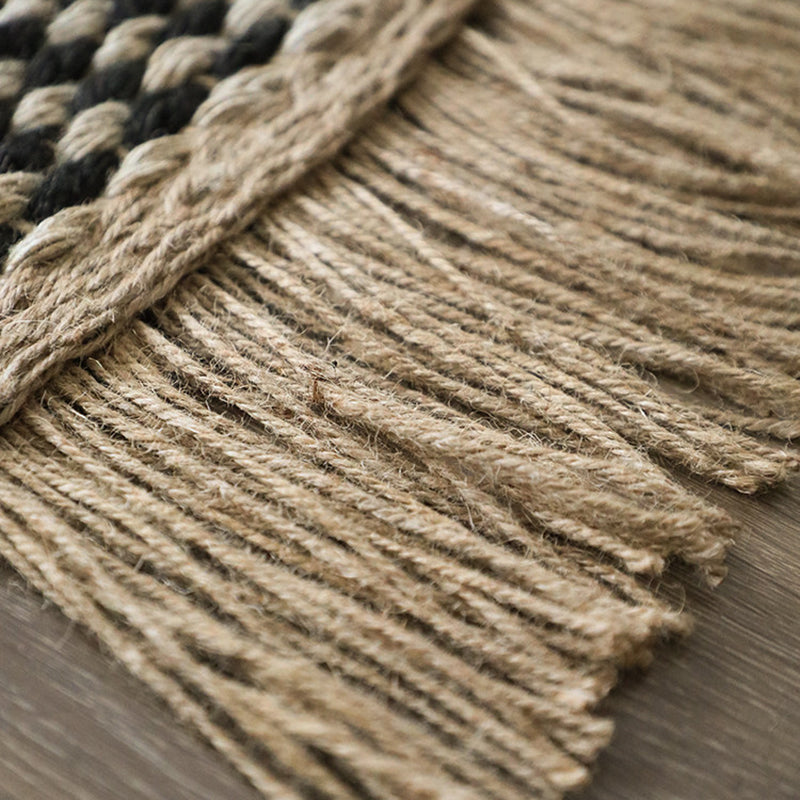 Chunky Woven Jute Rug – Reversible Double-Sided Fringe Rug for Bedroom and Entryway