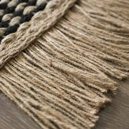 Chunky Woven Jute Rug – Reversible Double-Sided Fringe Rug for Bedroom and Entryway