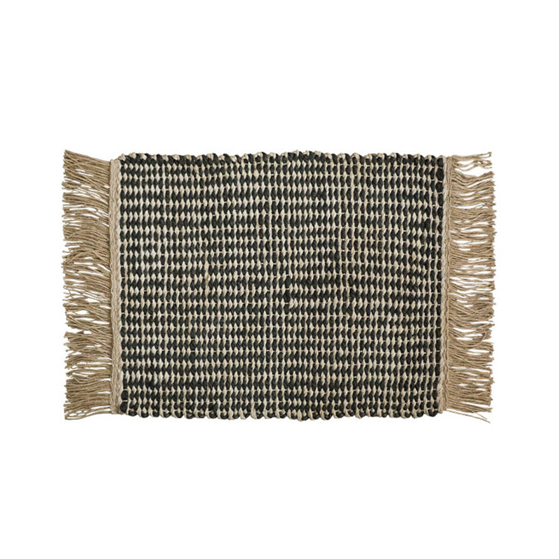 Chunky Woven Jute Rug – Reversible Double-Sided Fringe Rug for Bedroom and Entryway