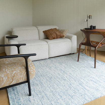 Lakeview Heritage Handwoven Wool Blend Rug – Smoky Teal and Oatmeal Reversible