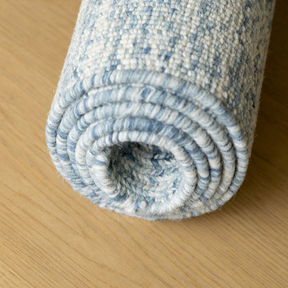 Lakeview Heritage Handwoven Wool Blend Rug – Smoky Teal and Oatmeal Reversible