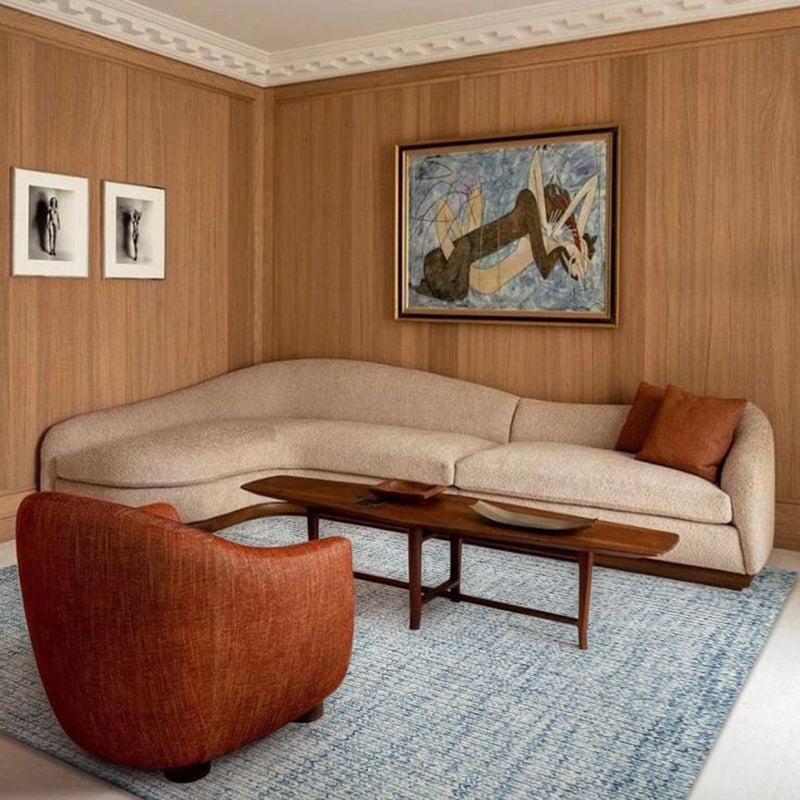 Lakeview Heritage Handwoven Wool Blend Rug – Smoky Teal and Oatmeal Reversible