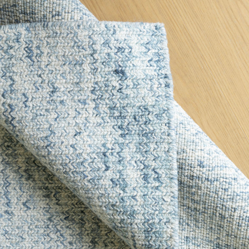 Lakeview Heritage Handwoven Wool Blend Rug – Smoky Teal and Oatmeal Reversible