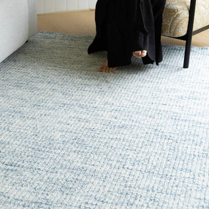 Lakeview Heritage Handwoven Wool Blend Rug – Smoky Teal and Oatmeal Reversible