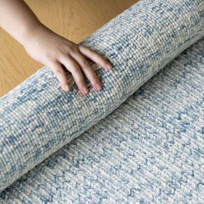 Lakeview Heritage Handwoven Wool Blend Rug – Smoky Teal and Oatmeal Reversible