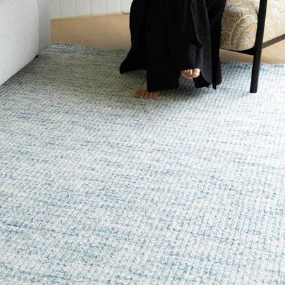 Lakeview Heritage Handwoven Wool Blend Rug – Smoky Teal and Oatmeal Reversible