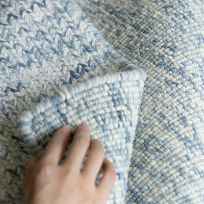 Lakeview Heritage Handwoven Wool Blend Rug – Smoky Teal and Oatmeal Reversible
