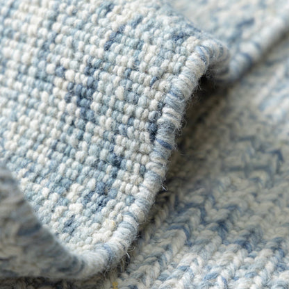 Lakeview Heritage Handwoven Wool Blend Rug – Smoky Teal and Oatmeal Reversible