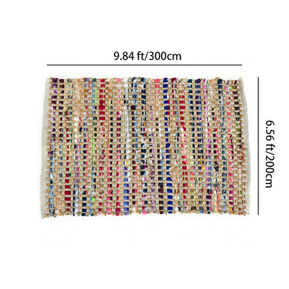 Handwoven Jute Cotton Area Rug – Reversible Multicolor Textured Weave