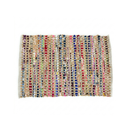 Handwoven Jute Cotton Area Rug – Reversible Multicolor Textured Weave
