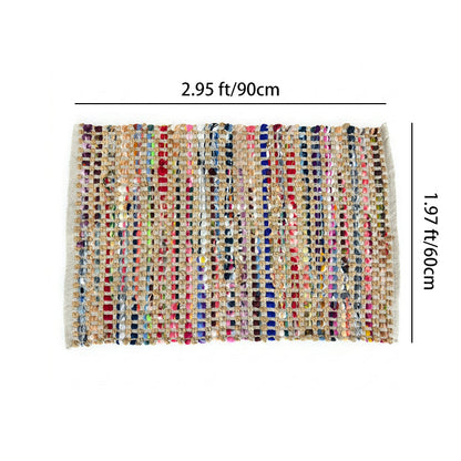 Handwoven Jute Cotton Area Rug – Reversible Multicolor Textured Weave