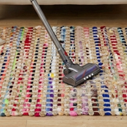Handwoven Jute Cotton Area Rug – Reversible Multicolor Textured Weave