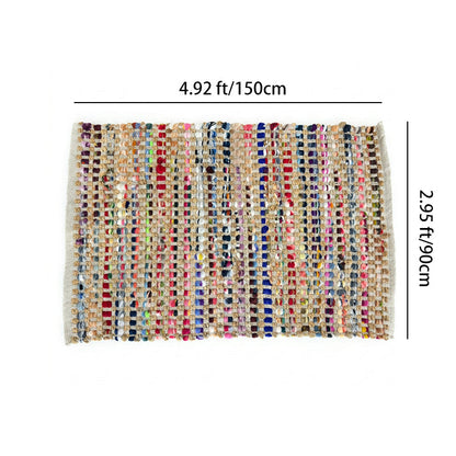 Handwoven Jute Cotton Area Rug – Reversible Multicolor Textured Weave