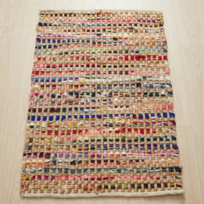 Handwoven Jute Cotton Area Rug – Reversible Multicolor Textured Weave