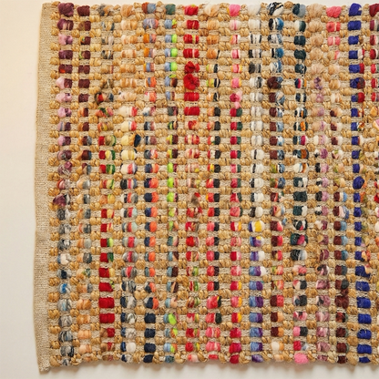 Handwoven Jute Cotton Area Rug – Reversible Multicolor Textured Weave