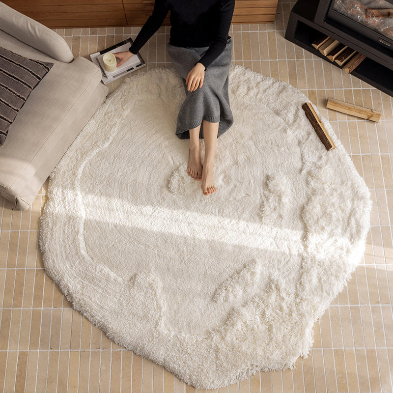 Nordic Irregular Round Area Rug – Cotton Linen and Polyester Plush Carpet