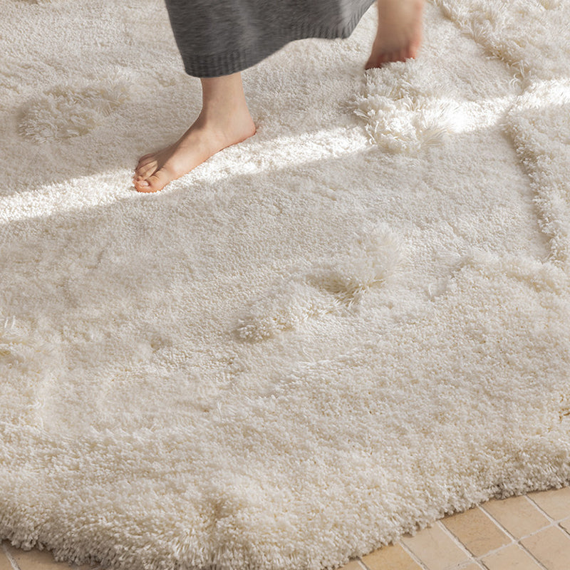 Nordic Irregular Round Area Rug – Cotton Linen and Polyester Plush Carpet