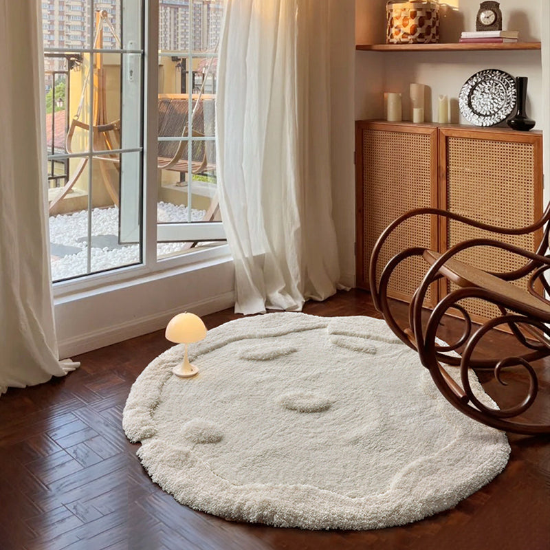 Nordic Irregular Round Area Rug – Cotton Linen and Polyester Plush Carpet