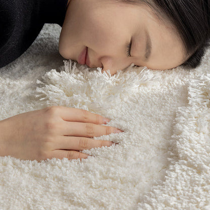 Nordic Irregular Round Area Rug – Cotton Linen and Polyester Plush Carpet