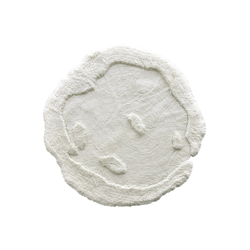 Nordic Irregular Round Area Rug – Cotton Linen and Polyester Plush Carpet