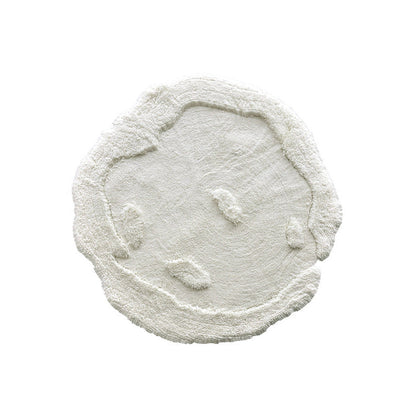 Nordic Irregular Round Area Rug – Cotton Linen and Polyester Plush Carpet