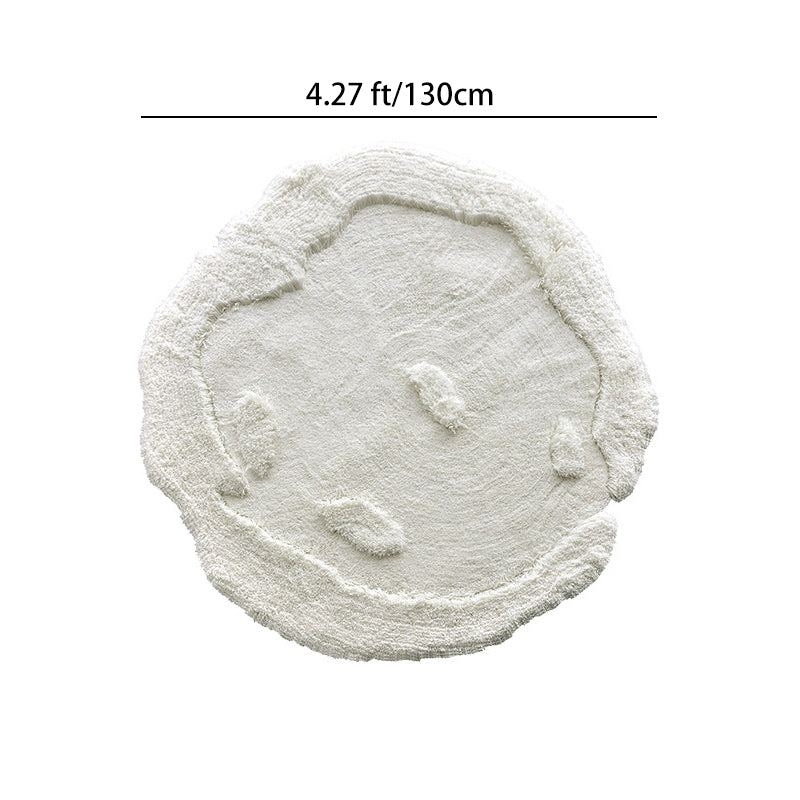 Nordic Irregular Round Area Rug – Cotton Linen and Polyester Plush Carpet