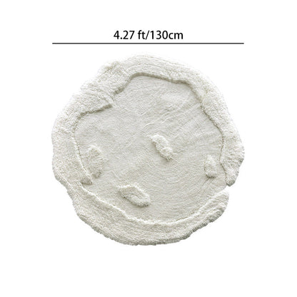 Nordic Irregular Round Area Rug – Cotton Linen and Polyester Plush Carpet