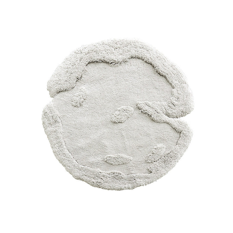 Nordic Irregular Round Area Rug – Cotton Linen and Polyester Plush Carpet