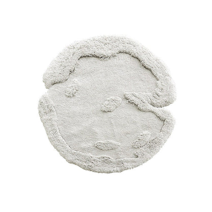 Nordic Irregular Round Area Rug – Cotton Linen and Polyester Plush Carpet