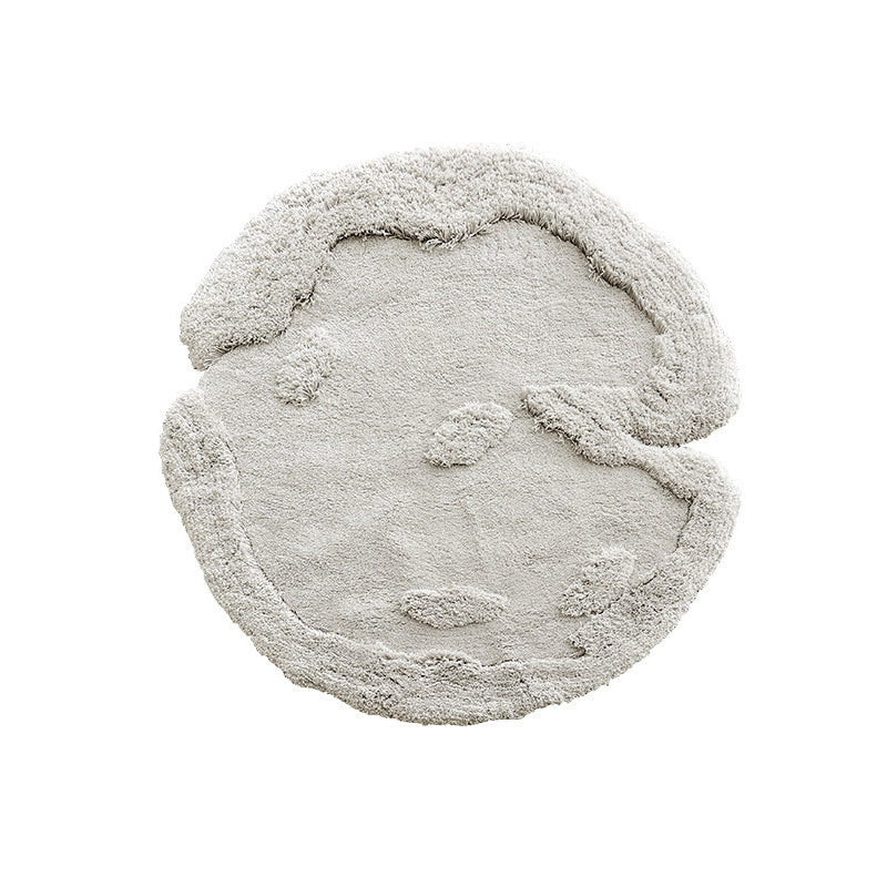 Nordic Irregular Round Area Rug – Cotton Linen and Polyester Plush Carpet
