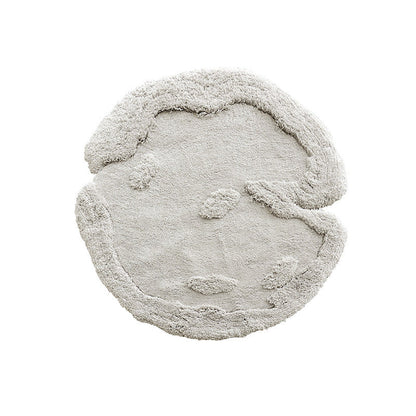 Nordic Irregular Round Area Rug – Cotton Linen and Polyester Plush Carpet