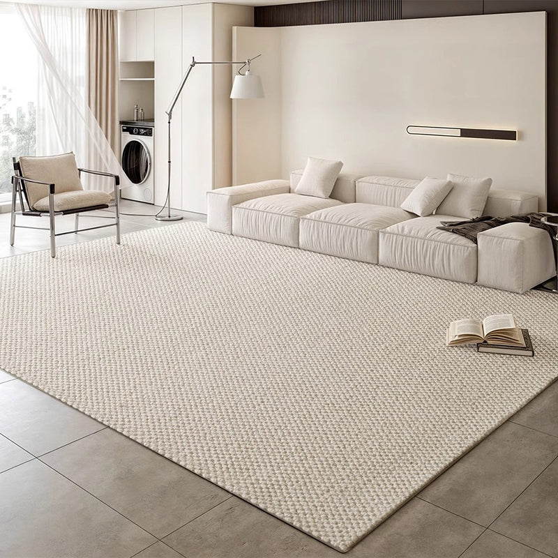 Modern Minimalist Wool Blend Area Rug – 49% Wool, Cotton-Backed Non-Slip Carpet