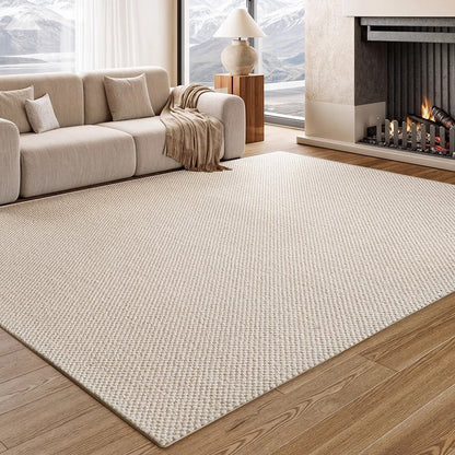Modern Minimalist Wool Blend Area Rug – 49% Wool, Cotton-Backed Non-Slip Carpet