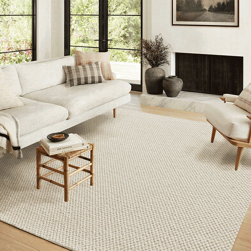Modern Minimalist Wool Blend Area Rug – 49% Wool, Cotton-Backed Non-Slip Carpet