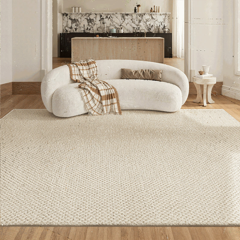 Modern Minimalist Wool Blend Area Rug – 49% Wool, Cotton-Backed Non-Slip Carpet