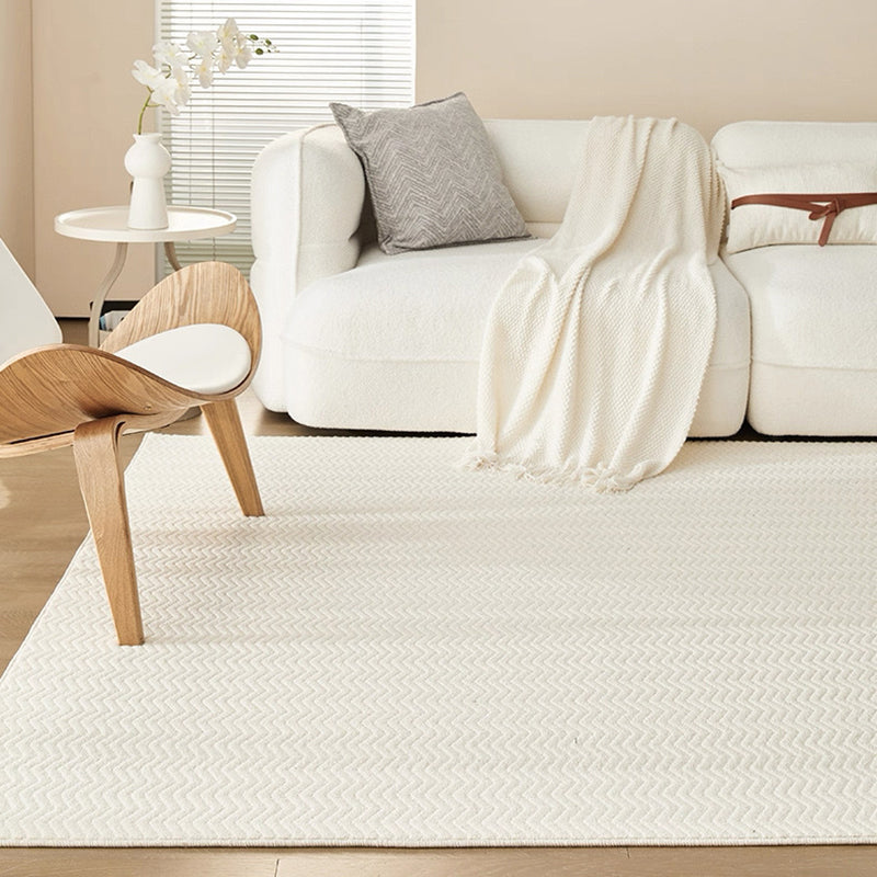 Nordic Textured Wool Blend Area Rug – Cream and Pearl Gray High-Low Weave