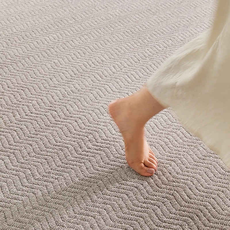 Nordic Textured Wool Blend Area Rug – Cream and Pearl Gray High-Low Weave
