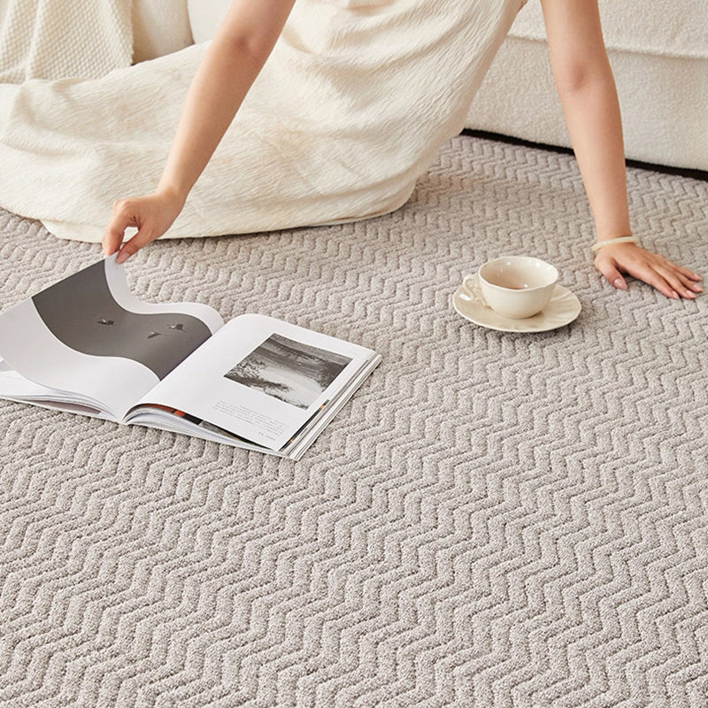 Nordic Textured Wool Blend Area Rug – Cream and Pearl Gray High-Low Weave