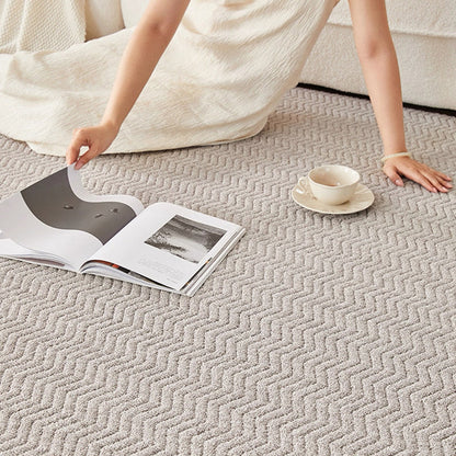 Nordic Textured Wool Blend Area Rug – Cream and Pearl Gray High-Low Weave